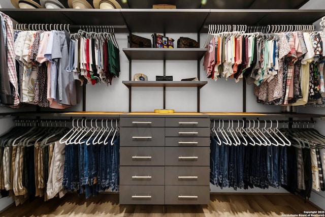 spacious closet with wood finished floors