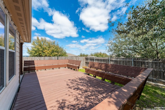 deck with a fenced backyard