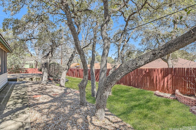 view of yard featuring a fenced backyard