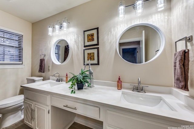 full bathroom with toilet and vanity