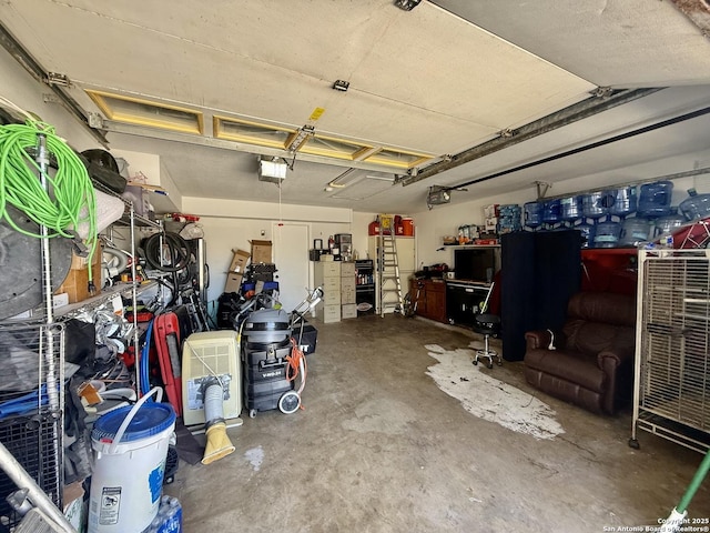 garage with a garage door opener