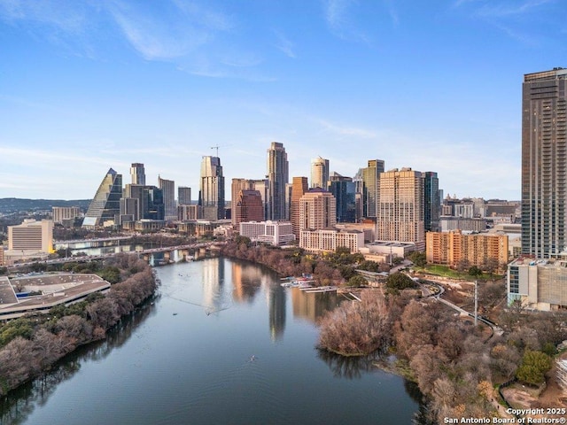 city view with a water view