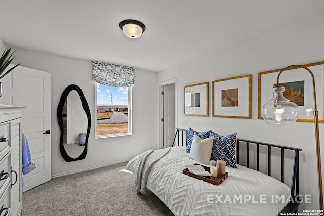 bedroom with baseboards and carpet floors