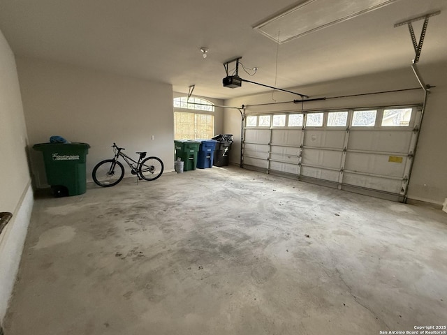 garage with a garage door opener