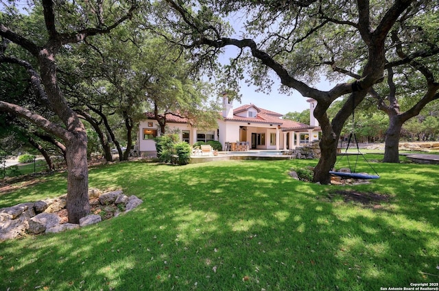 133 Fair Spgs, Boerne, TX 78006 - view of grassy yard with a patio area