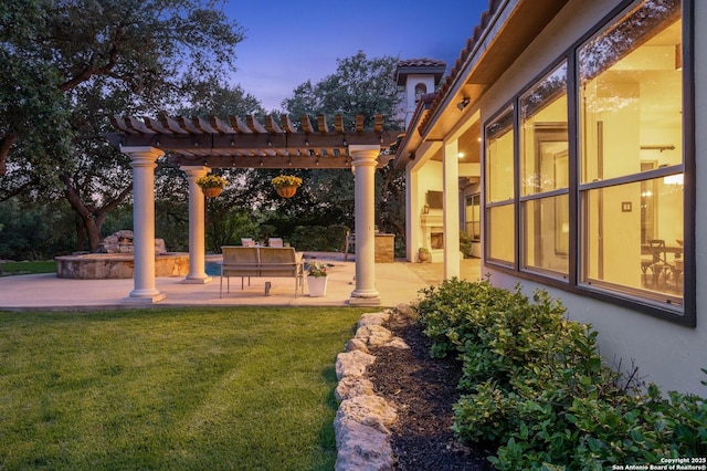 133 Fair Spgs, Boerne, TX 78006 - view of green lawn featuring a pergola and a patio