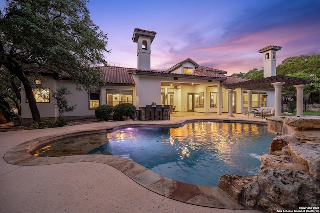 133 Fair Spgs, Boerne, TX 78006 - outdoor pool featuring a patio area, a pergola, and outdoor dining area