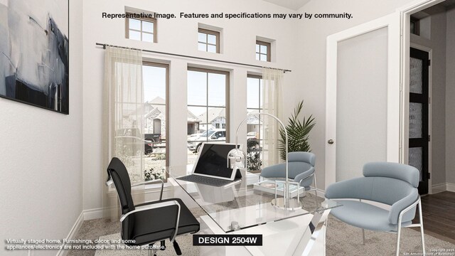 home office with wood finished floors and baseboards