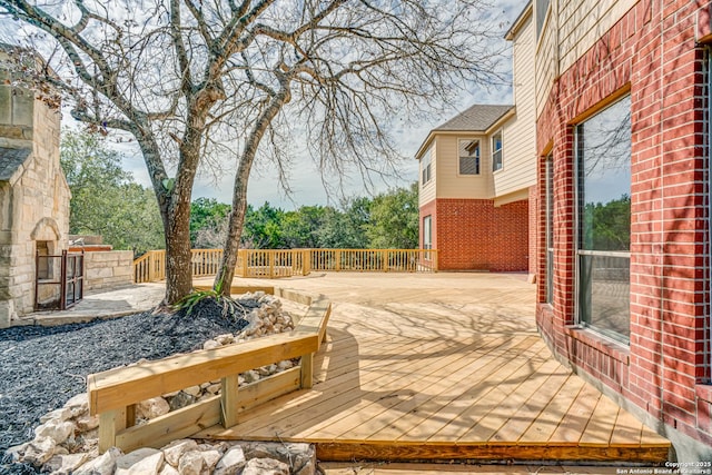 view of patio featuring a wooden deck