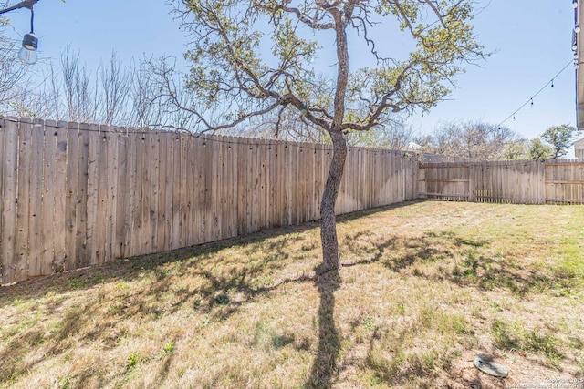 view of yard with a fenced backyard