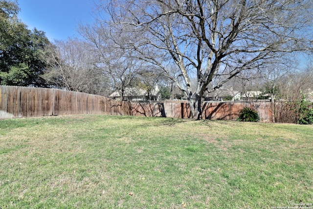 view of yard featuring a fenced backyard