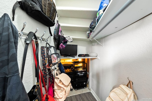 walk in closet featuring wood finished floors