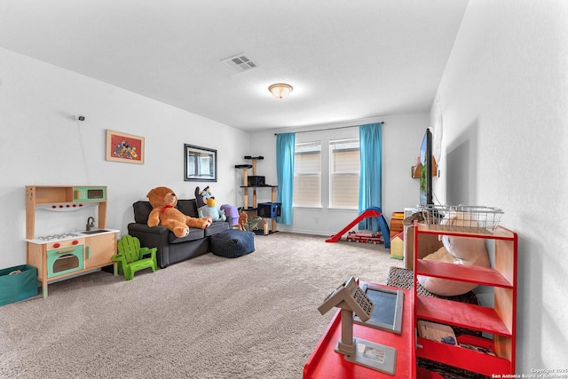 playroom with visible vents and carpet floors