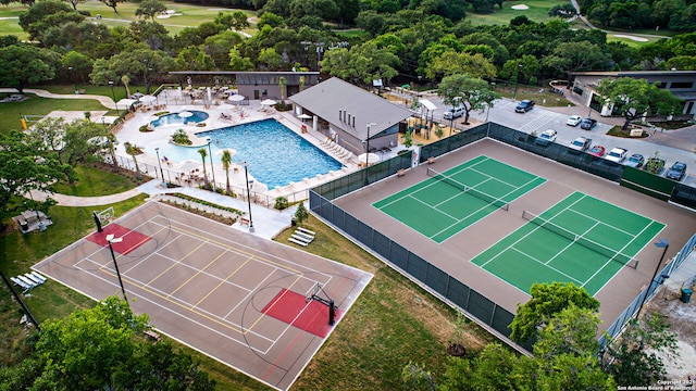 aerial view featuring golf course view