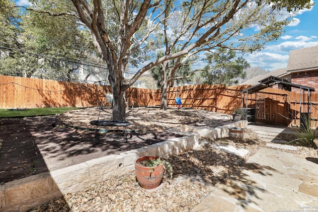 view of yard featuring a patio and a fenced backyard