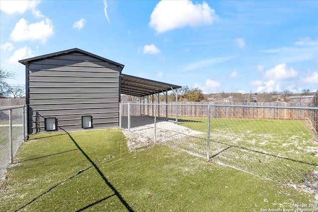 view of yard with a fenced backyard