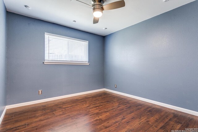 5918 Oak Country Way, San Antonio, TX 78247 - unfurnished room with hardwood / wood-style floors, ceiling fan, and baseboards