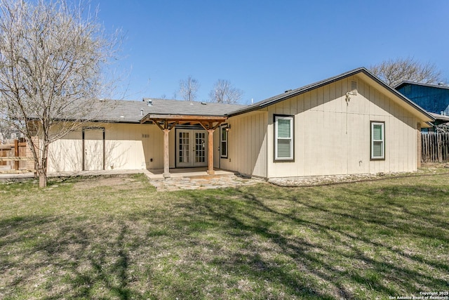 5918 Oak Country Way, San Antonio, TX 78247 - rear view of house featuring french doors, a yard, fence, and a patio