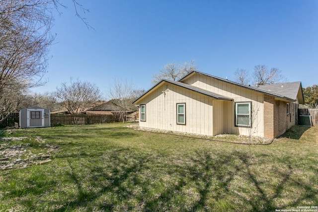 5918 Oak Country Way, San Antonio, TX 78247 - view of side of property featuring fence, an outdoor structure, a storage unit, central AC unit, and a yard