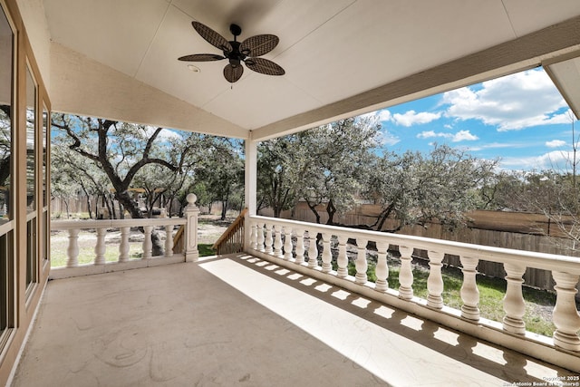 view of patio / terrace with ceiling fan