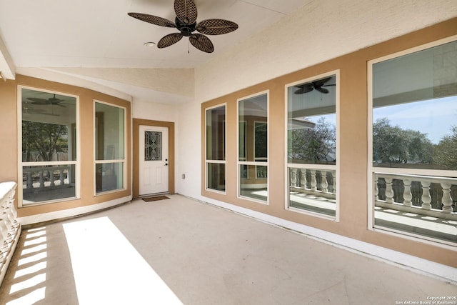 view of patio featuring a ceiling fan