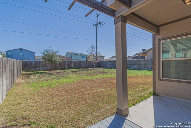 view of yard featuring a fenced backyard