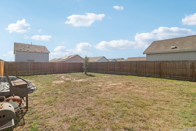 view of yard featuring a fenced backyard