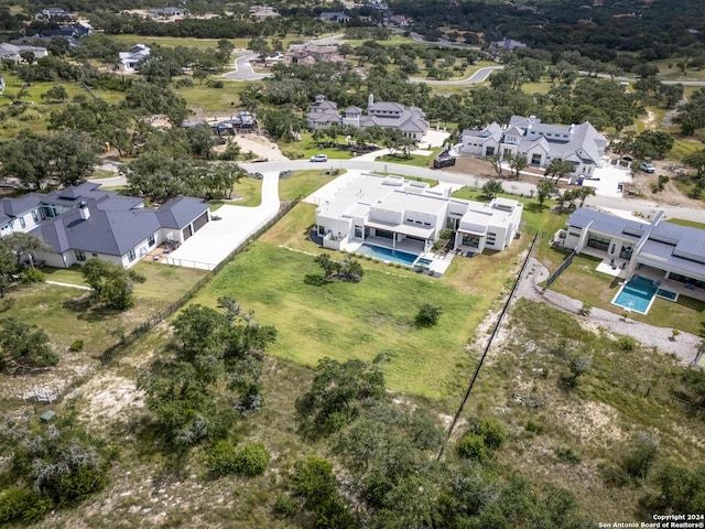 drone / aerial view with a residential view