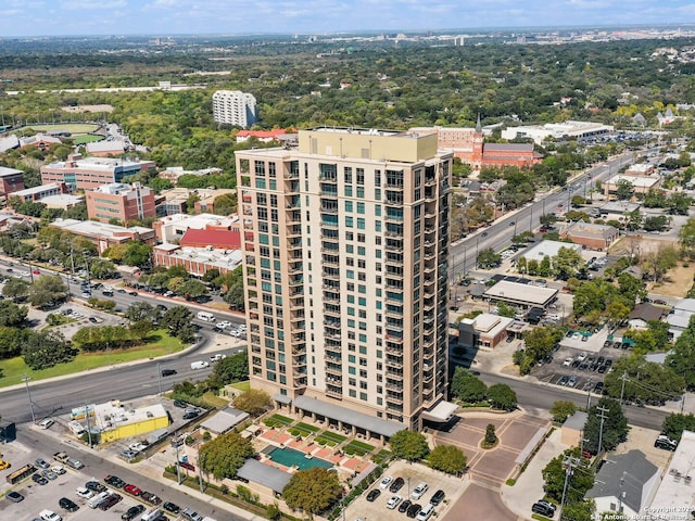 drone / aerial view with a city view