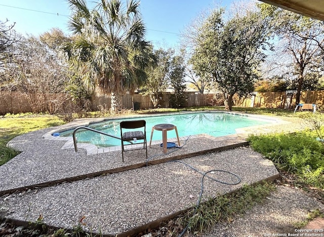 view of swimming pool with a fenced in pool and a fenced backyard