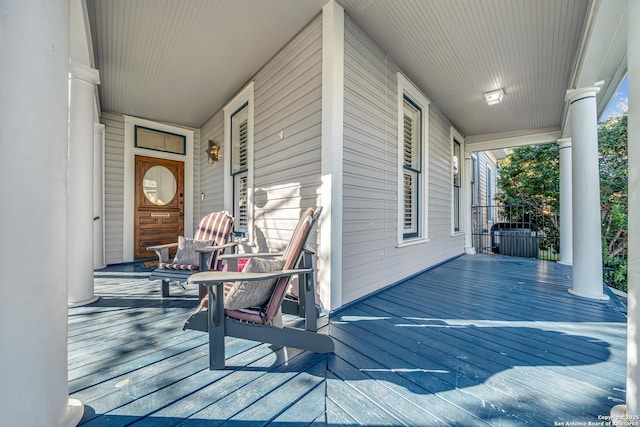 deck featuring a porch