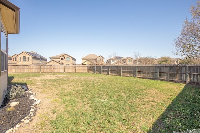 view of yard featuring a fenced backyard