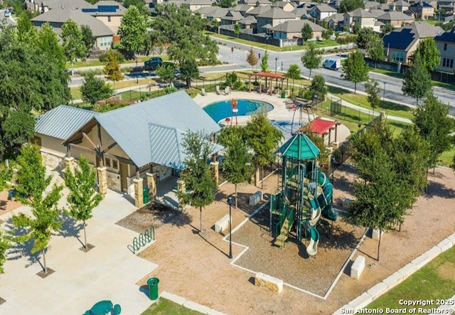 aerial view featuring a residential view