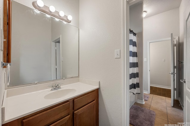 14019 Tahoe Vis, San Antonio, TX 78253 - full bathroom featuring curtained shower, vanity, and tile patterned flooring