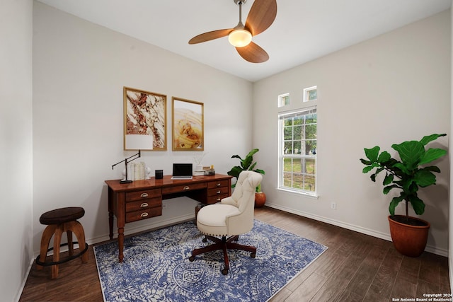 14019 Tahoe Vis, San Antonio, TX 78253 - office space with dark wood-type flooring, baseboards, and a ceiling fan