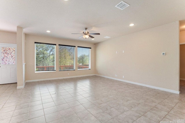12604 Brite Rnch, San Antonio, TX 78245 - unfurnished room featuring recessed lighting, a ceiling fan, visible vents, and baseboards