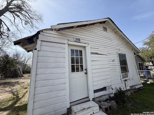 view of outbuilding with entry steps and an outbuilding