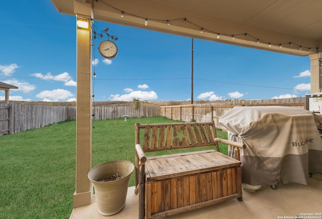 view of patio featuring grilling area and a fenced backyard