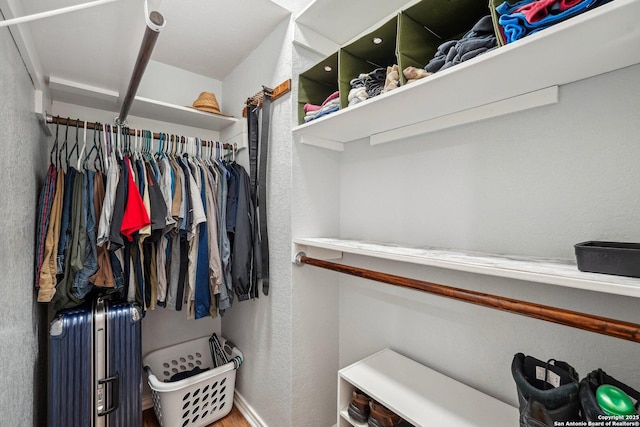 walk in closet featuring radiator heating unit