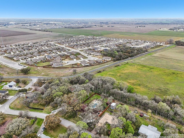 bird's eye view with a rural view and a residential view