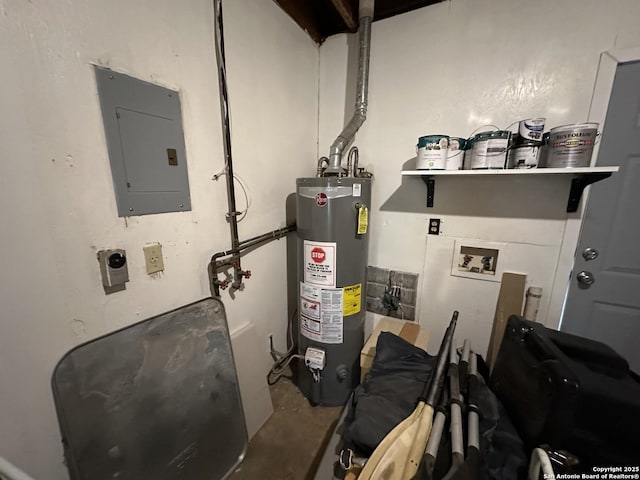 utilities with electric panel and water heater