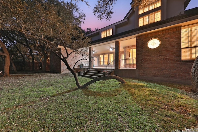 view of yard with covered porch