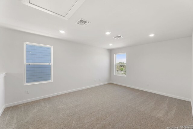 13223 Edith Gdns, San Antonio, TX 78253 - empty room with attic access, carpet flooring, and visible vents