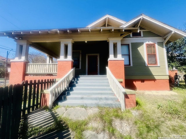 view of front of property with covered porch