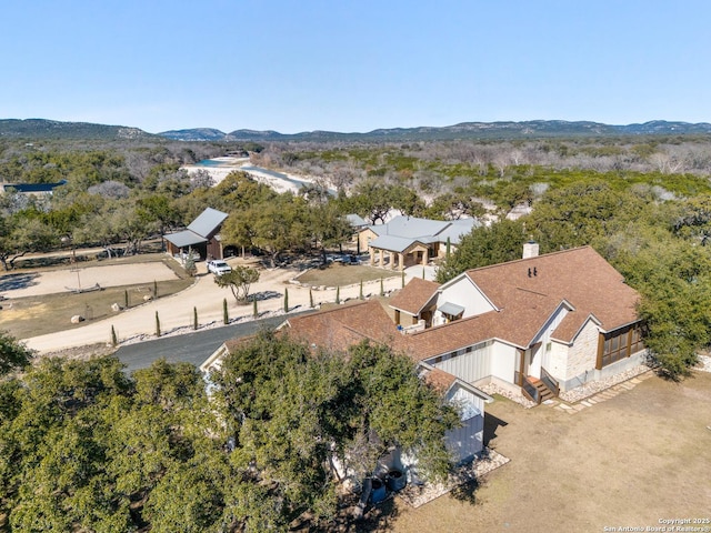 aerial view with a mountain view