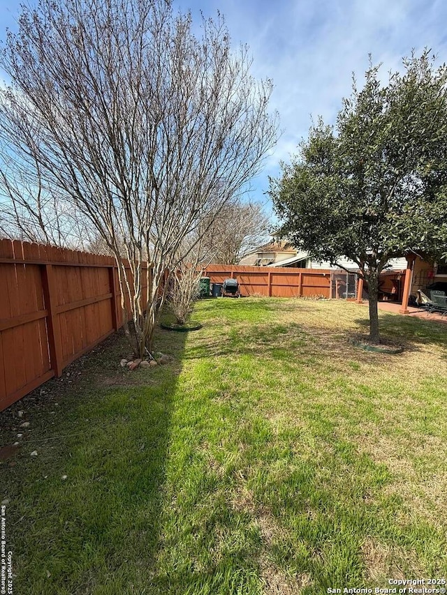 view of yard featuring a fenced backyard