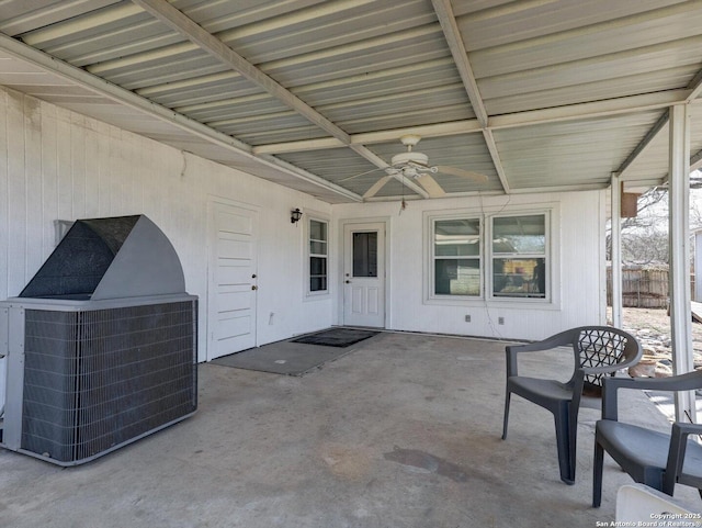 view of patio / terrace with a ceiling fan