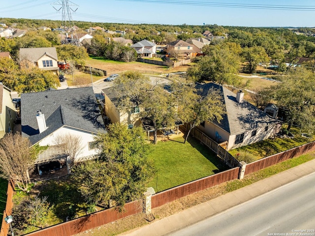 aerial view featuring a residential view