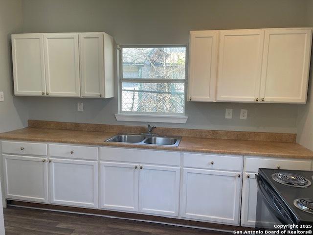 kitchen featuring white cabinets and a sink