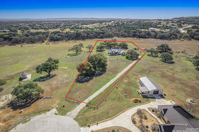 bird's eye view with a rural view